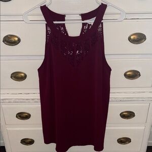 Market & Spruce Burgundy Lace Detail Tank Top